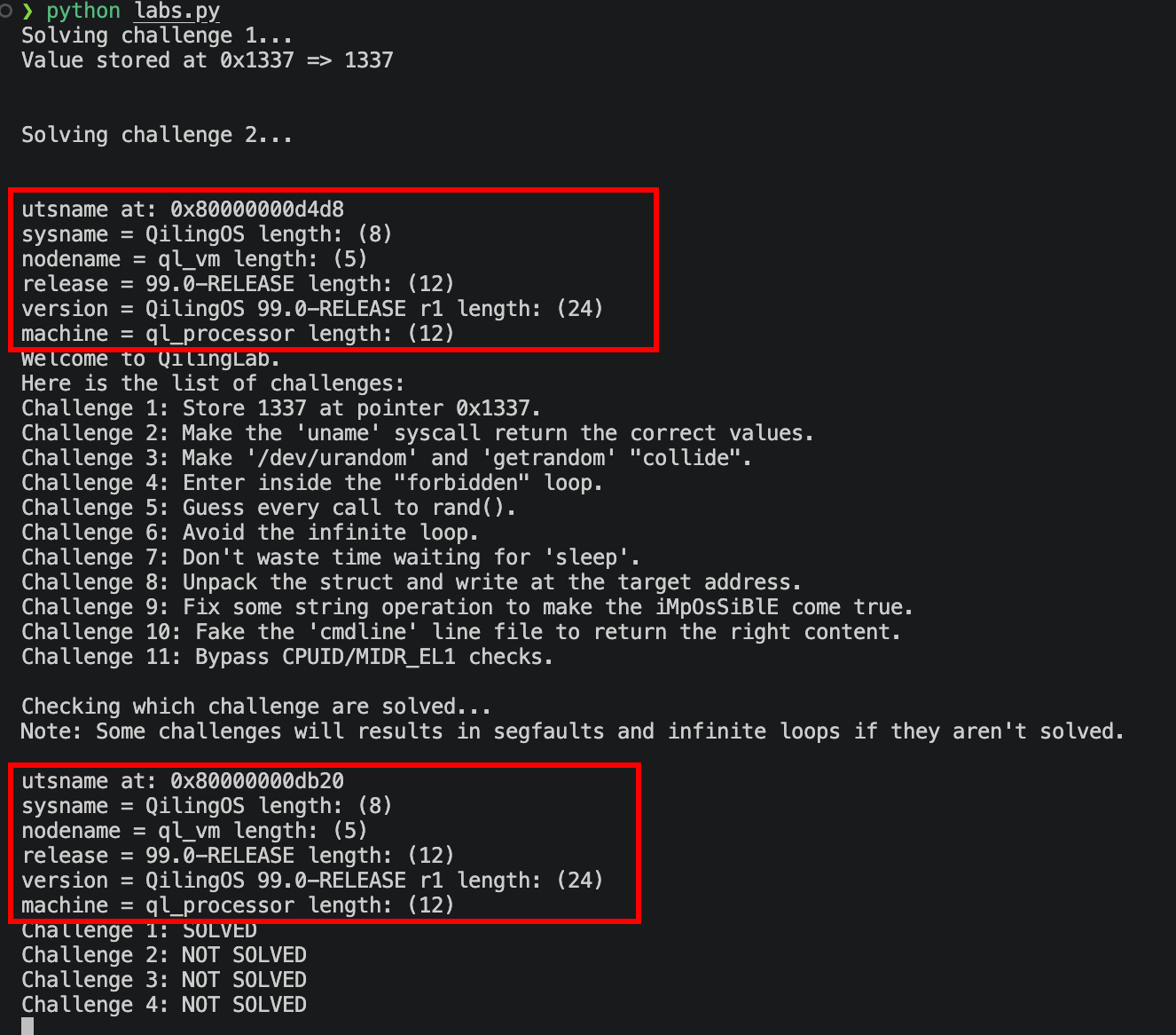 utsname struct field values