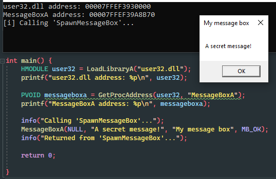 MessageBoxA output
